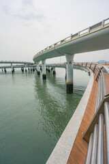 Fototapeta na wymiar Yanwu bridge, the transportation landmark in Xiamen, China, on a cloudy day.