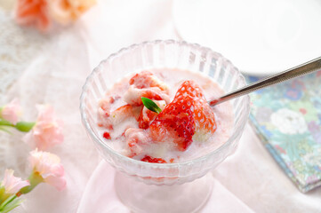 果肉ごろごろのイチゴミルク