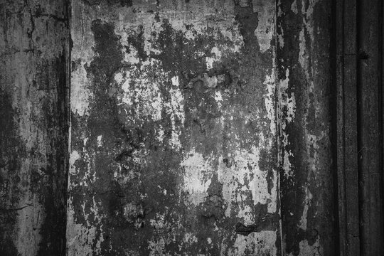 Concrete wall, cement texture background. Empty background, dark space. Black and white photo