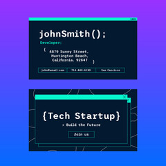 Startup Tech Company Business Card Design Template with Developer Position