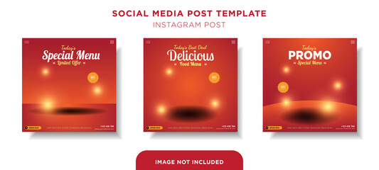 Flyer or Social Media Post Template Themed Food With Simple and looks Modern Concept and Bundle Set