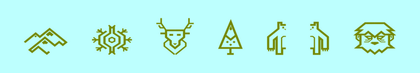 set of yeti cartoon icon design template with various models. vector illustration isolated on blue background