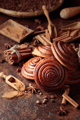 Freshly baked sweet cinnamon buns.