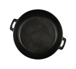 Cast iron frying pan isolated on white