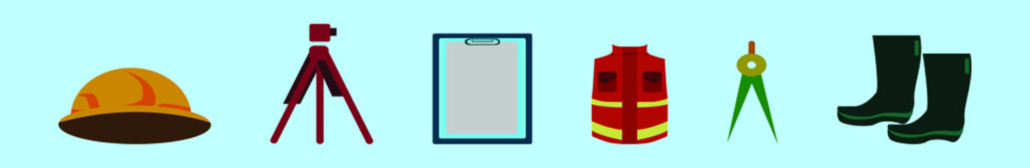 set of surveyor cartoon icon design template with various models. isolated vector illustration on blue background