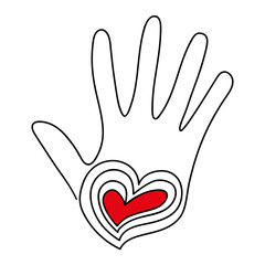 Romantic card for Valentine's Day with a contour open boat and with a heart on it. Postcard, flyer, congratulation, invitation, poster, banner, card, poster, web.