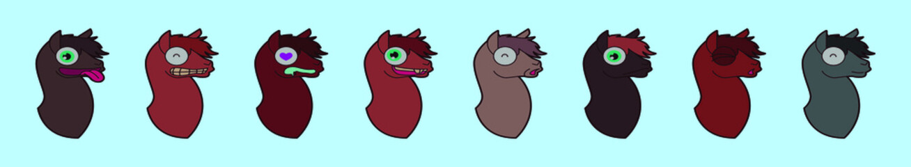 set of alpaca cartoon icon design template with various models. vector illustration isolated on blue background