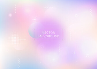 Dynamic shape background with liquid fluid. Holographic bauhaus gradient with memphis elements. Graphic template for flyer, ui, magazine, poster, banner and app. Stylish dynamic shape background.