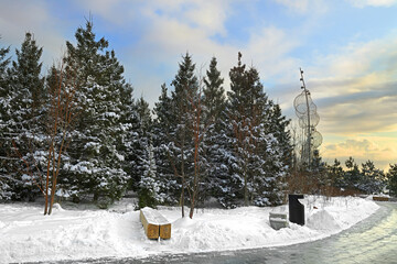 Picturesque winter landscape. Nature-Landscape Park. Moscow, Russia
