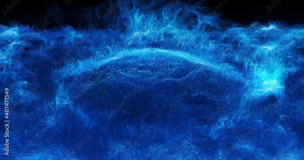 Poster abstract particle splash. 3d render, 4k loop