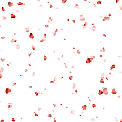 Fototapeta na wymiar Red hearts confetti pattern background.