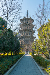 The stone pagoda tower in Kaiyuan Temple, in Quanzhou, China.