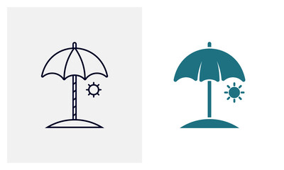 Beach tables and umbrellas icon vector template, Travel design icon concepts, Creative design