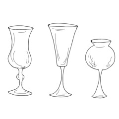 Glasses. Linear art. Vector illustration.