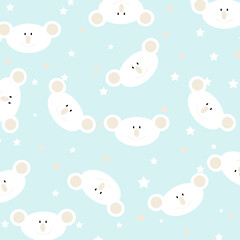 Kleiner Koala Bär Moritz Grafik in Cartoon-Style für Postkarten, Einladungen, Tapeten, T-Shirts und Spielzeuge, hintergrund textur tapete stoff wand muster tier pastell blau