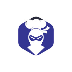 Ninja chef vector logo design. Ninja with chef hat icon.