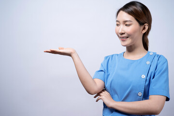 Happy Asian nurse woman smile face, Isolated on white background.