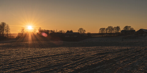 sunset over the fields