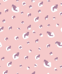 Abstract seamless patternWhite, pink irregular brush spots on a Pink Backgrounds. Simple Irregular Geometric Design.