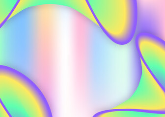 Liquid fluid. Round book, wallpaper frame. Holographic 3d backdrop with modern trendy blend. Vivid gradient mesh. Liquid fluid background with dynamic elements and shapes.