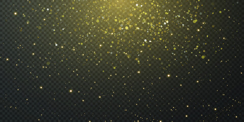 Christmas falling golden lights. Magic abstract gold dust and glare. Festive Christmas background.
Abstract golden particles and glitter on a black background.