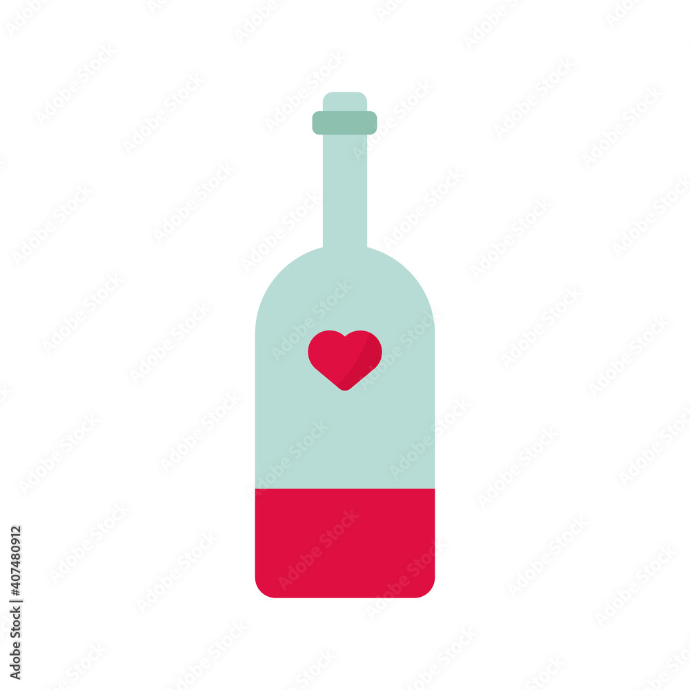 Poster wine bottle heart love valentines day icon