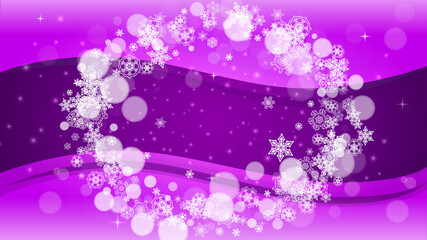 Winter border with ultraviolet snowflakes. New Year backdrop. Snow frame for flyer, gift card, invitation, business offer and ad. Christmas trendy background. Holiday frosty banner with winter border