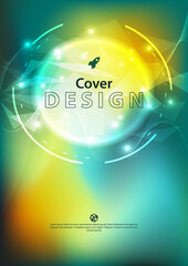 Modern colorful cover design, flyer, brochure template vector with gradient mesh in cyan and ochre color background