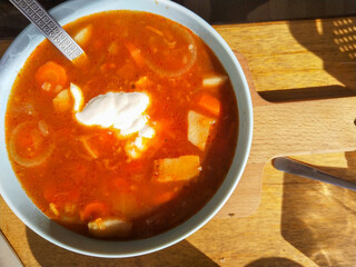 on a plate is a compound food intended for serving