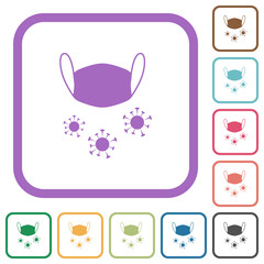 Medical mask and corona viruses simple icons