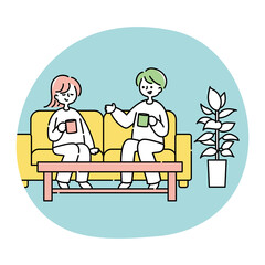 ソファーでくつろぐ夫婦