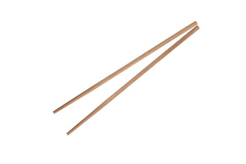 Rejection of plastic concept. Empty wooden chopsticks isolated on white background