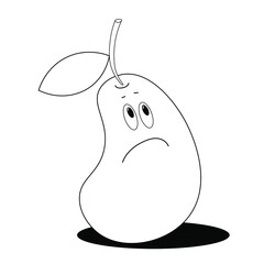 Sad pear, character, line art, for poster, cards adn design