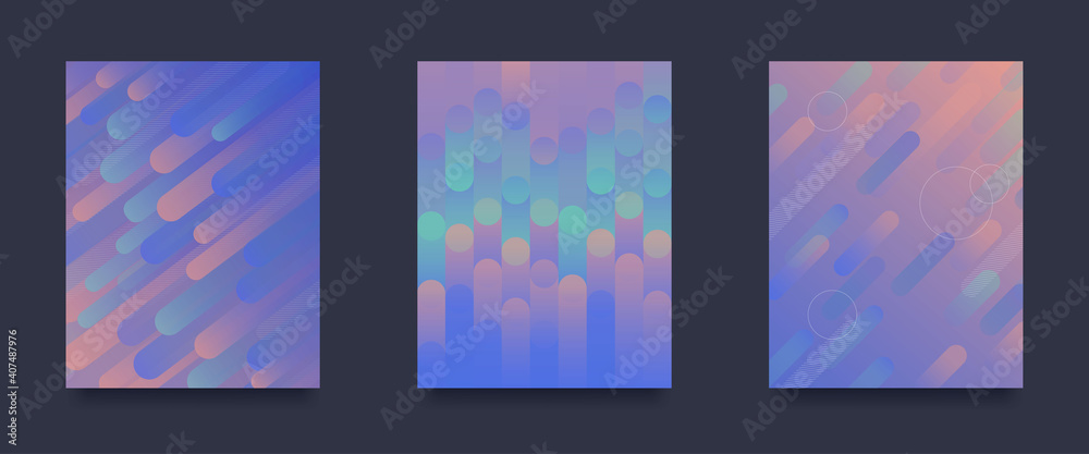 Poster color abstract gradient background. geometric patterns set. dynamic shapes composition. vector illus
