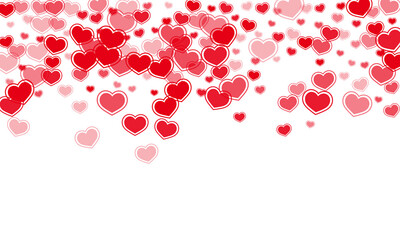 Beautiful red hearts falling vector illustration.