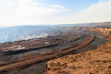 Railroad track in the iron ore quarry