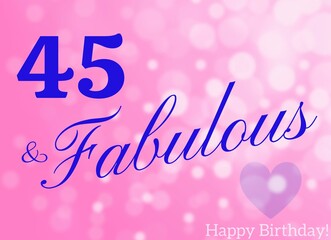 45th birthday card wishes illustration