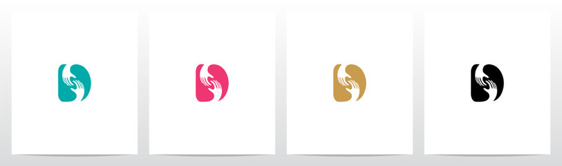  Two Hands On Letter Logo Design D