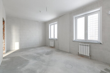 interior of the apartment without decoration in gray colors