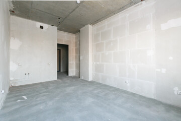 interior of the apartment without decoration in gray colors