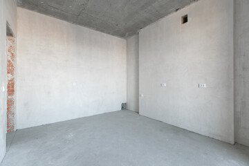 interior of the apartment without decoration in gray colors
