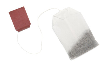 Tea bag top view isolate close-up