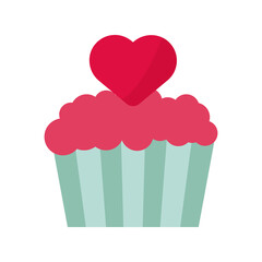 cupcake with heart love valentines day icon