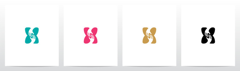  Two Hands On Letter Logo Design X