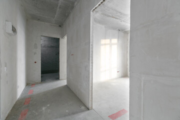 interior of the apartment without decoration in gray colors