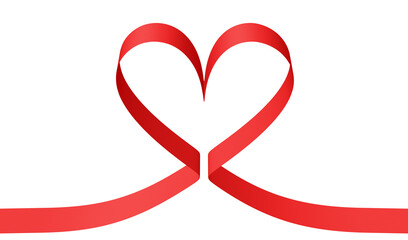 Red ribbon in heart shape decorative element