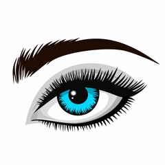 Beautiful look. Female blue eyes. Vector image for advertising colored contact lenses. An idea for a business card and a printing house.