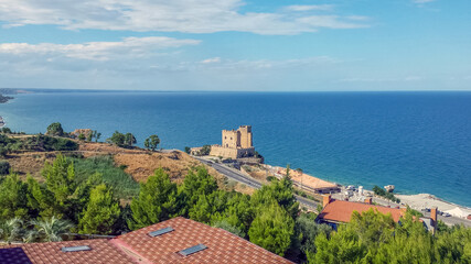 Naklejka premium Aerial view of the beach of Roseto Capo Spulico
