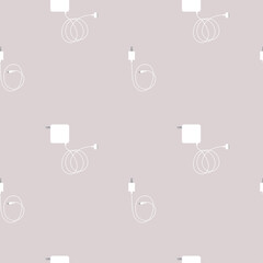 A seamless power adapter pattern: laptop and mobile chargers, new technologies and modern lifestyle concept