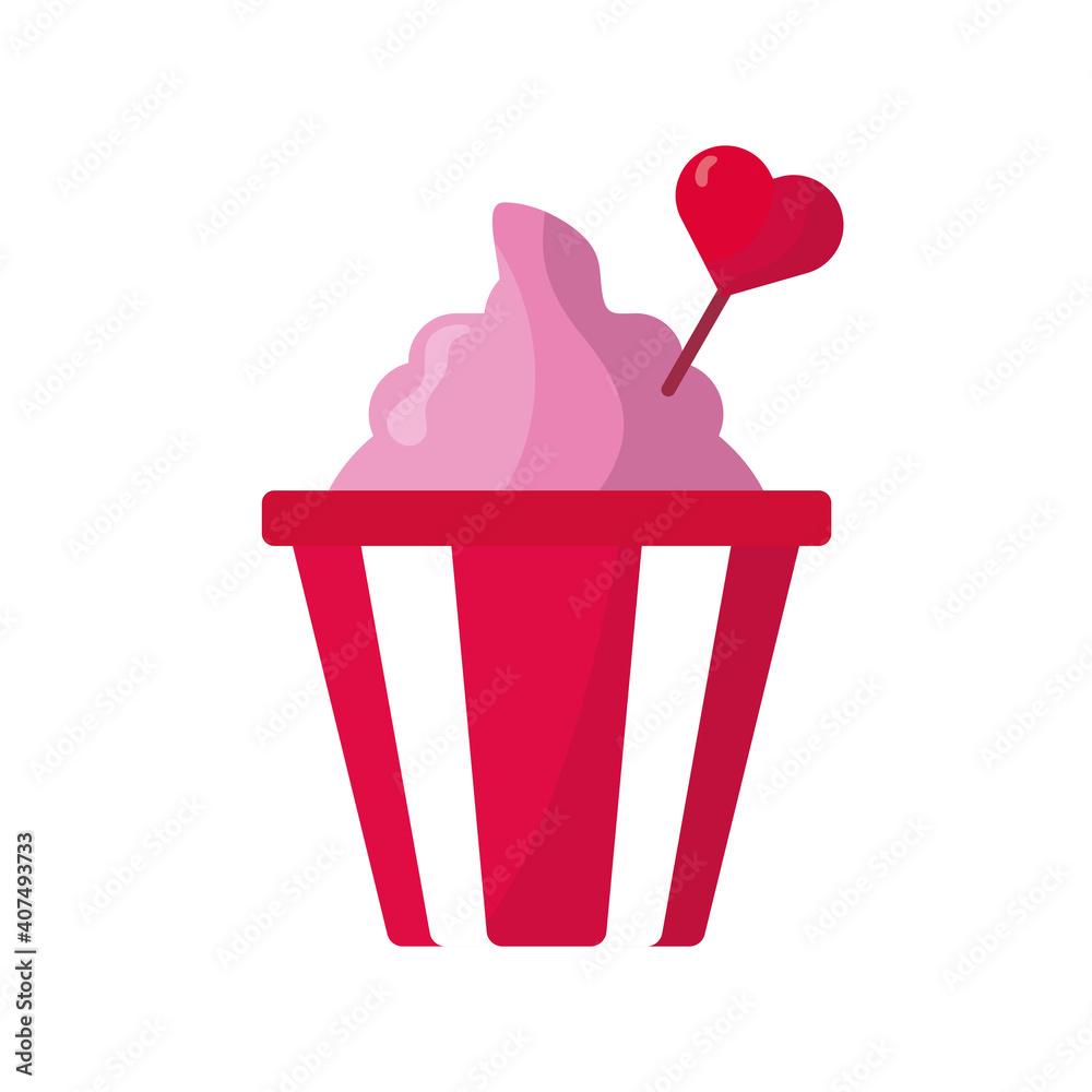 Poster heart love in ice cream valentines day icon